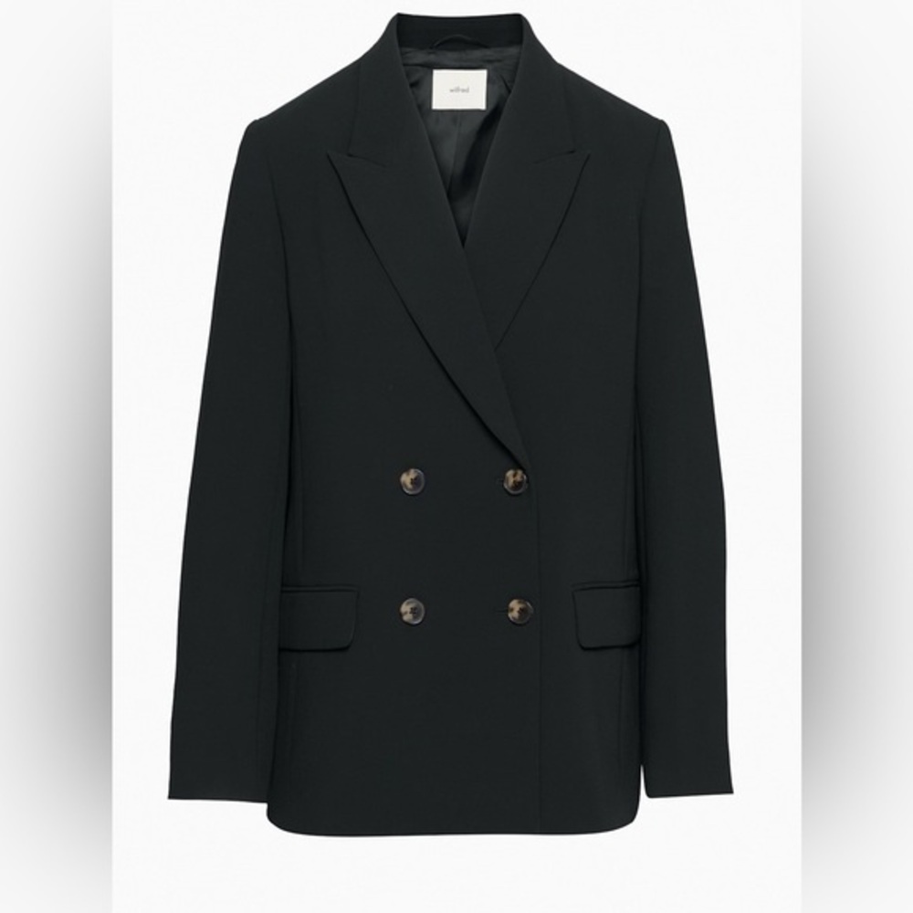 NWT Wilfred Oversized Double Breasted Japanese Crepe Destiny Blazer Sz 16 Black
